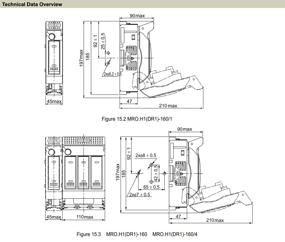 Kích thước MIRO MRO.H1(DR1)-160/1