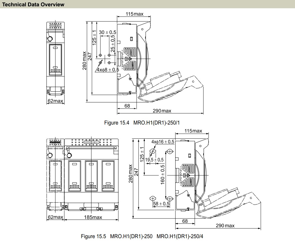 Kích thước MIRO MRO.H1(DR1)-250/1