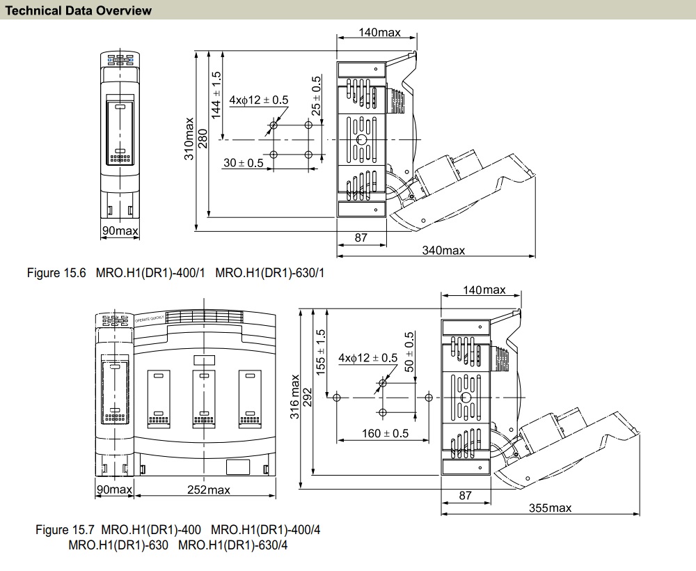 Kích thước MIRO MRO.H1(DR1)-630/1