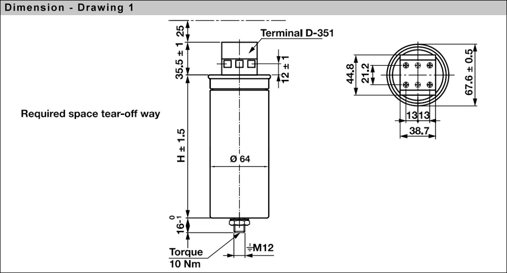 Kích thước VISHAY PhMKP440.3.10,00-A64-MH ( PhMKPg440.3.10,00-A64-MH )