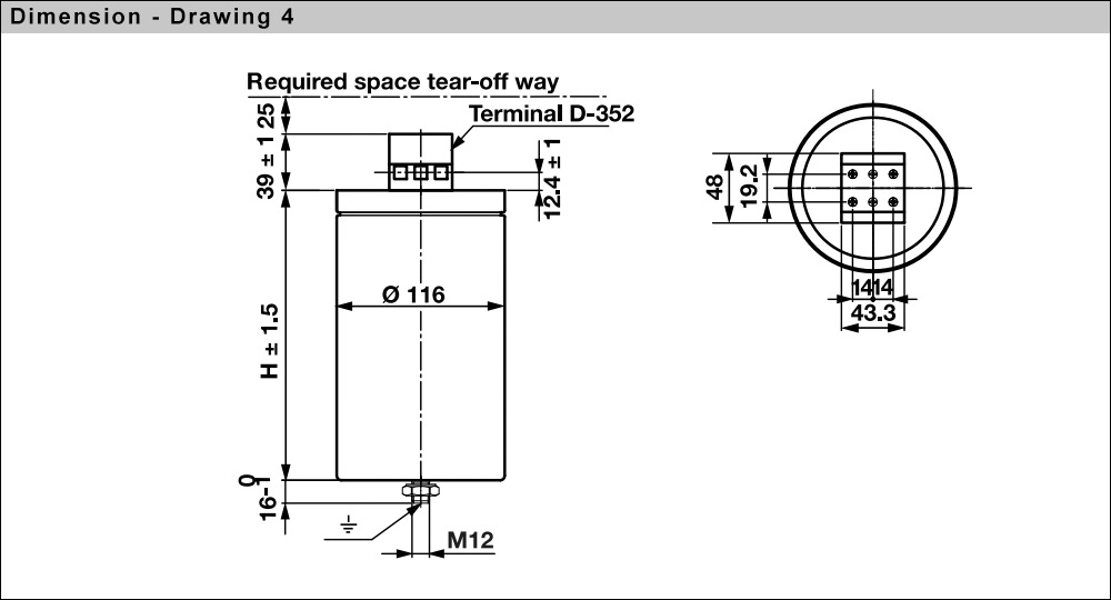 Kích thước VISHAY PhMKP525.3.30,00-B116-MH ( PhMKPg525.3.30,00-B116-MH )