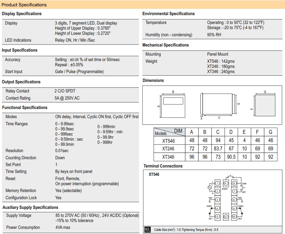 Thông số kỹ thuật Selec XT546 width=98%