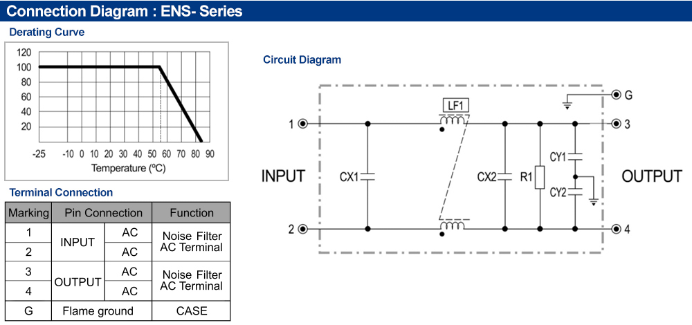 Sơ đồ kết nối : Bộ lọc nhiễu Fine Suntronix ENS-2020 1P, 20A