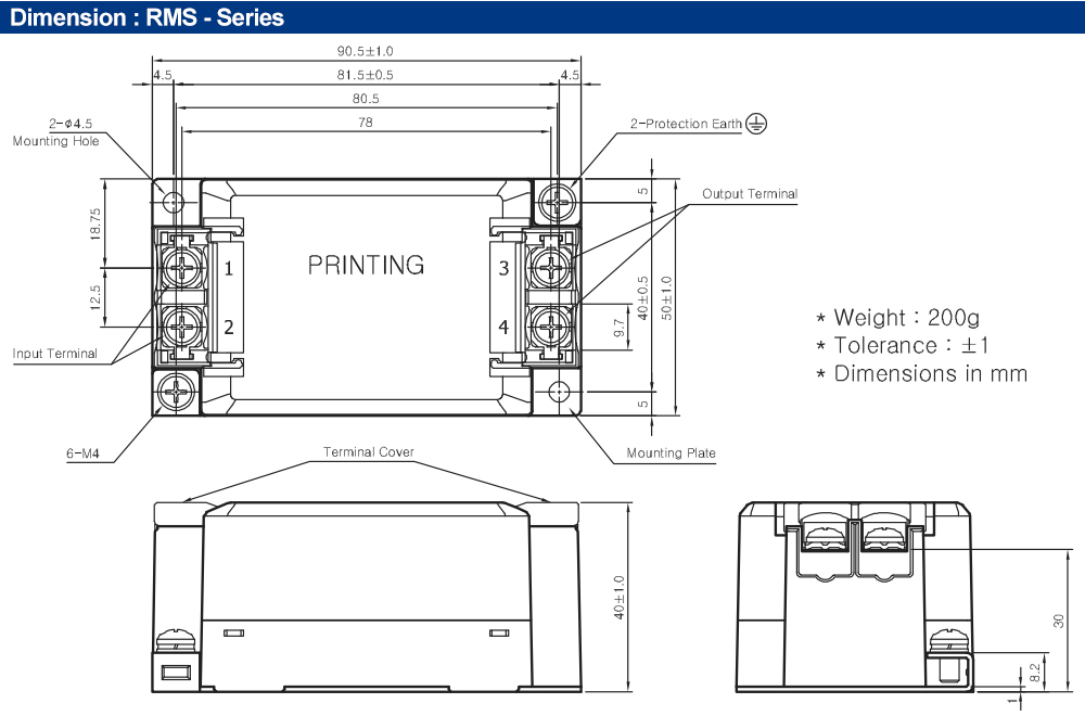 Kích thước : Bộ lọc nhiễu Fine Suntronix RMS-2020 1P, 20A