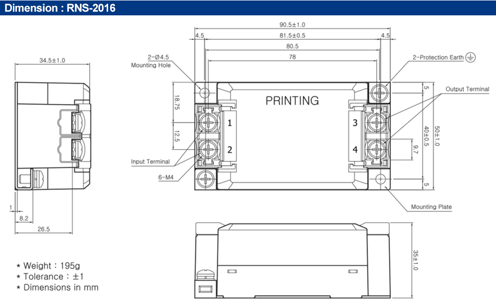 Kích thước : Bộ lọc nhiễu Fine Suntronix RNS-2016