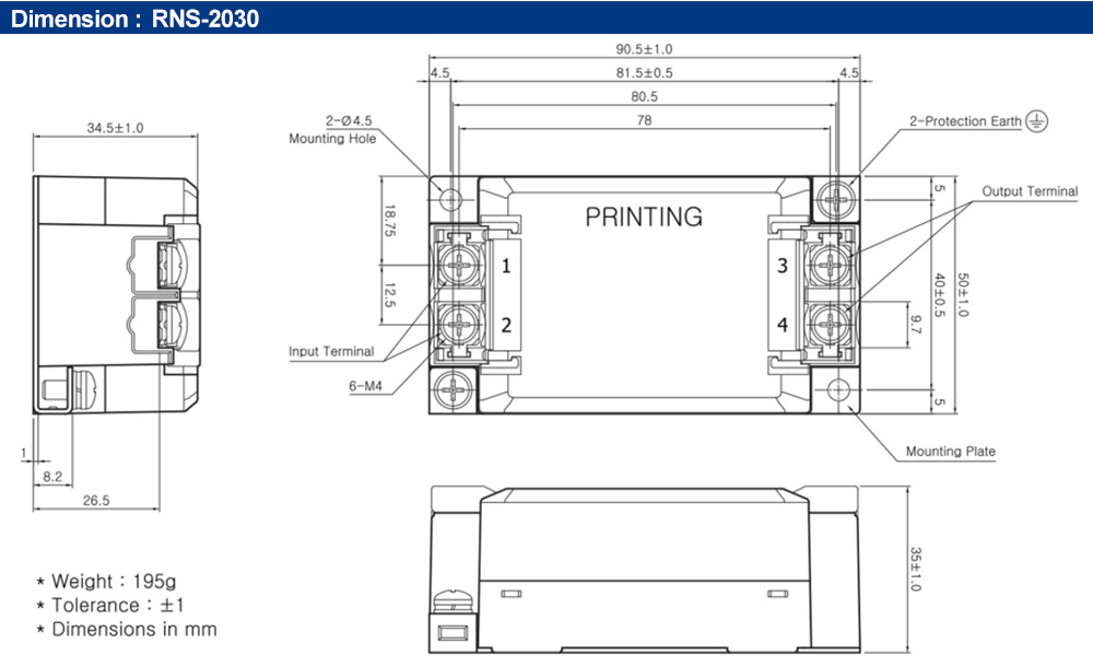 Kích thước : Bộ lọc nhiễu Fine Suntronix RNS-2030