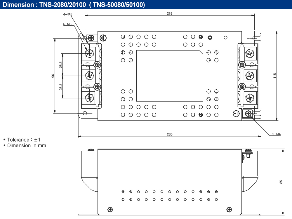 Kích thước : Bộ lọc nhiễu Fine Suntronix TNS-20080 3P, 80A