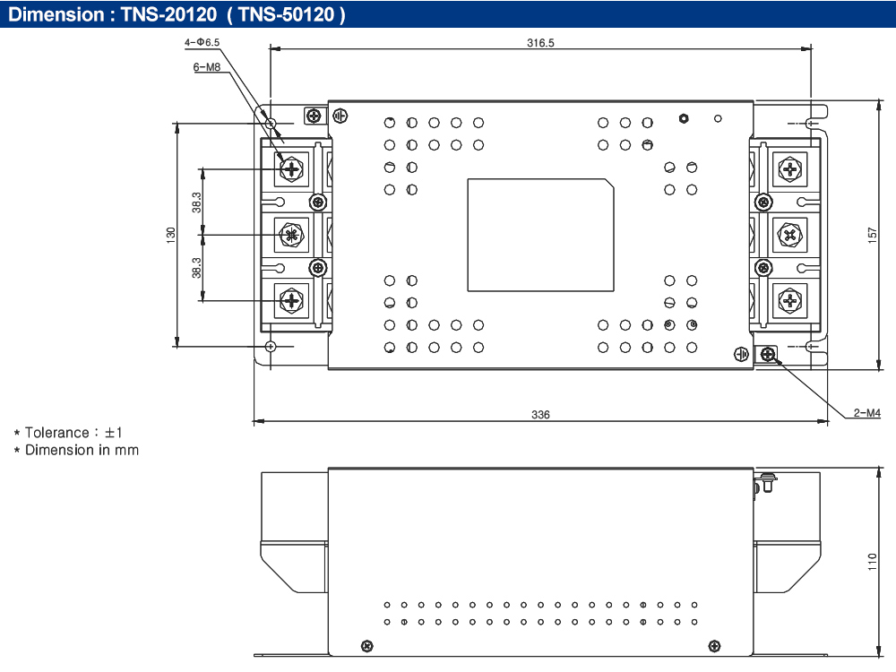 Kích thước : Bộ lọc nhiễu Fine Suntronix TNS-20120 3P, 120A