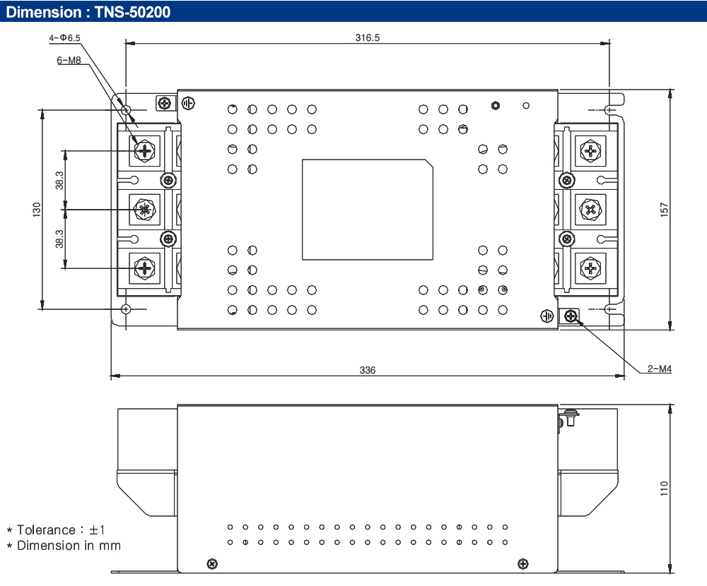 Kích thước : Bộ lọc nhiễu Fine Suntronix TNS-50200 3P, 200A
