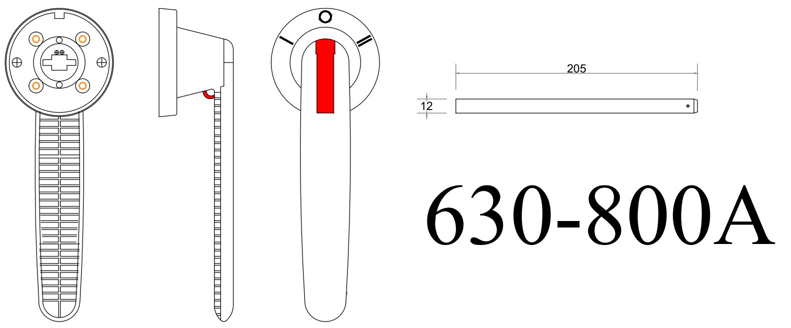 Cấu tạo và Kích thước Bộ chuyển nguồn bằng tay MTS CS 3 pha 800A CS CSCS800K3CO