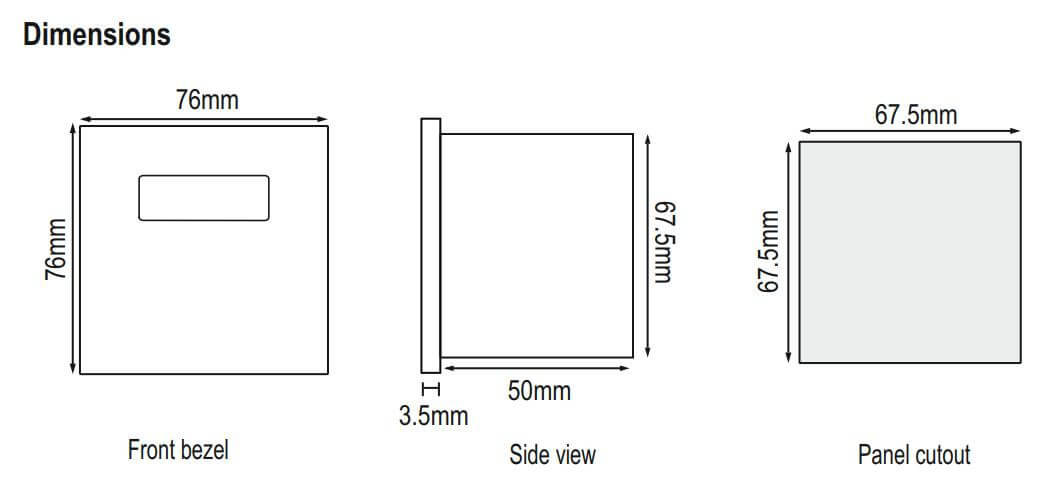 Kích thước Selec MV2307: Đồng hồ đo điện áp 3 pha