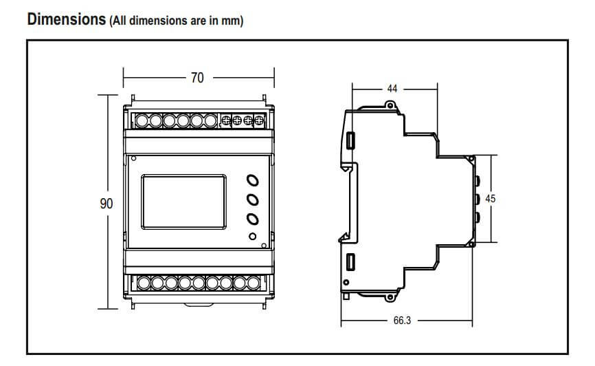 Kích thước Selec MFM384-R-C: Đồng hồ đo đa chức năng