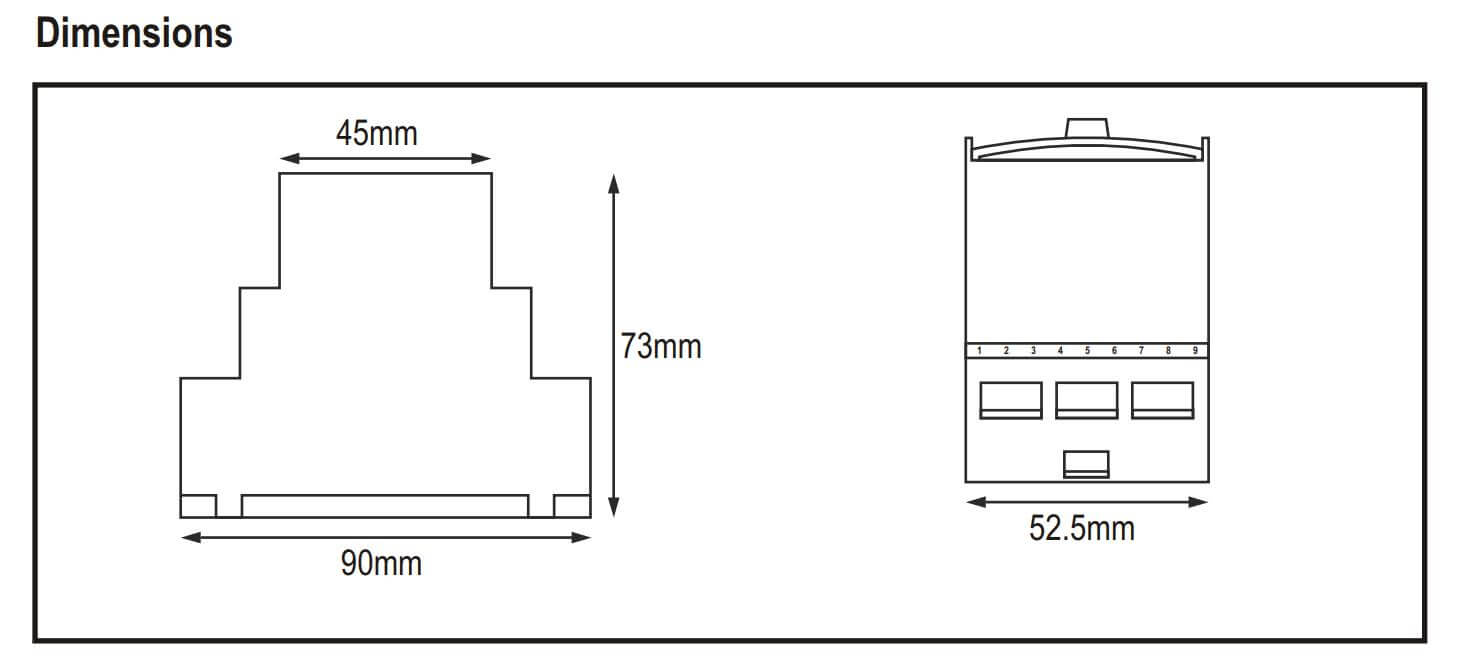 Kích thước Selec MPR-3M-2-230V: Rờ le bảo vệ Dòng điện 3 pha