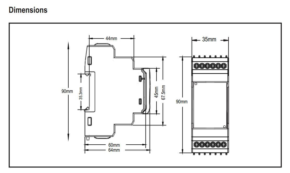 Kích thước Selec VPRD2M - BL: Rờ le bảo vệ Điện áp
