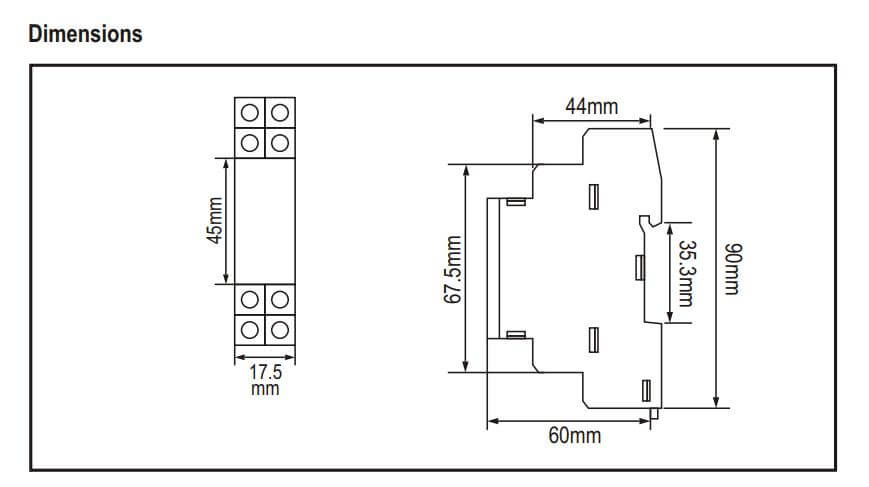 Kích thước Selec 600VPR-310 / 520: Rờ le bảo vệ Điện áp