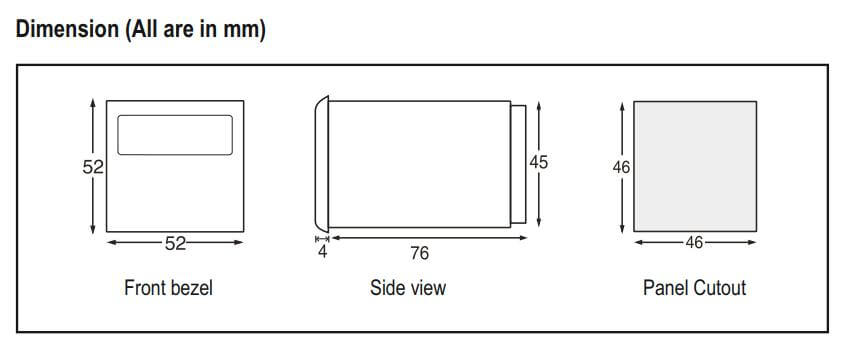 Kích thước Selec TC544C: Bộ điều khiển nhiệt độ