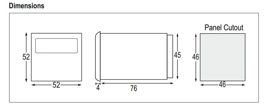 Kích thước Selec TC533BX: Bộ điều khiển nhiệt độ