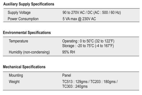 Thông số kỹ thuật Selec TC203AX: Bộ điều khiển nhiệt độ