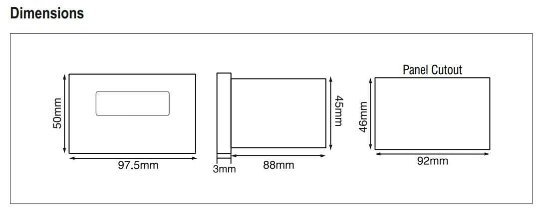 Kích thước Selec PIC101N: Bộ hiển thị đa chức năng
