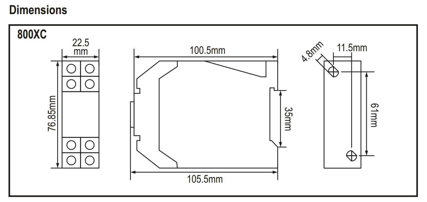 Kích thước Selec 800XC: Bộ định thời gian