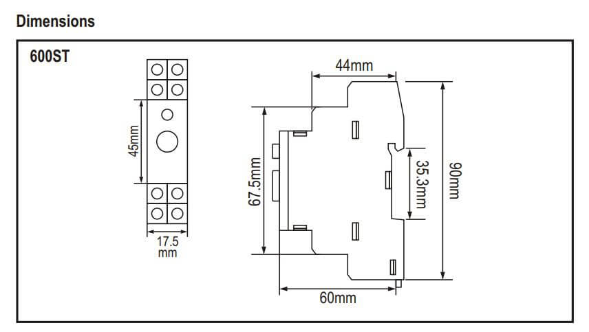 Kích thước Selec 600ST-240: Bộ định thời gian