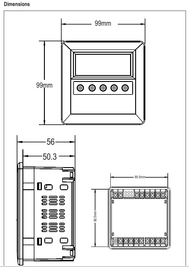 Kích thước Rơ le bảo vệ dòng điện 3 pha Selec MPR-341-2