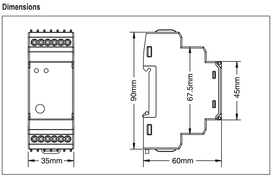 Kích thước Bộ điều khiển giám sát mực nước Selec WLCA2M1-CE