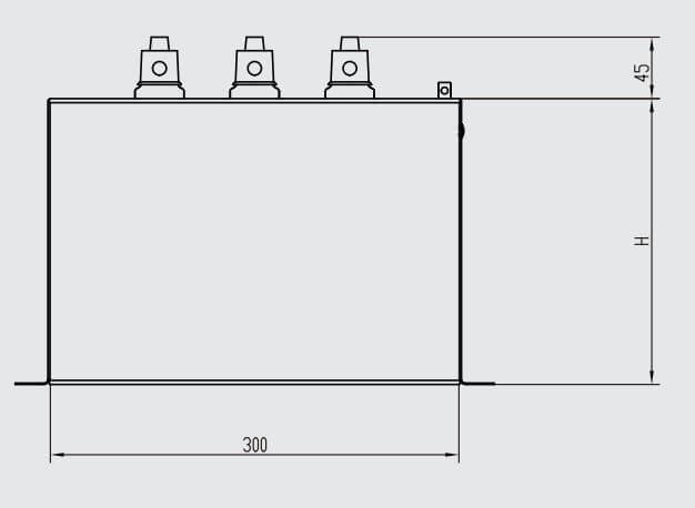 Kích thước Tụ bù vuông 3P 50kvar 450V 3P HBSM-0-450V-50kvar-3phase-Q