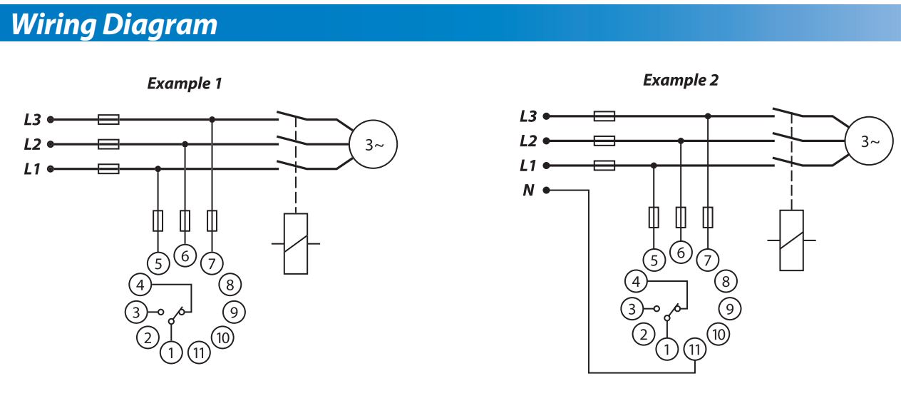 Sơ đồ đấu nối Rơ-le bảo vệ Mất pha và Ngược pha Mikro MX100