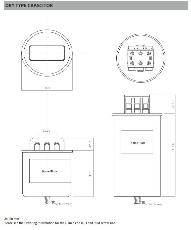 Kích thước Tụ bù Mikro MKC-255050KS