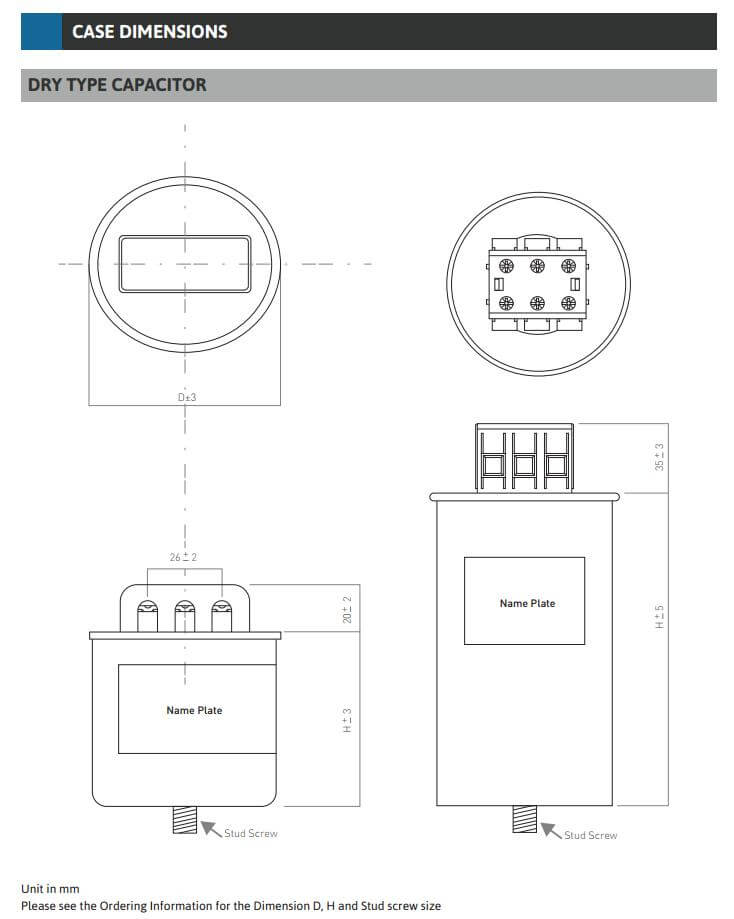 Kích thước Tụ bù Mikro MKC-235100KT