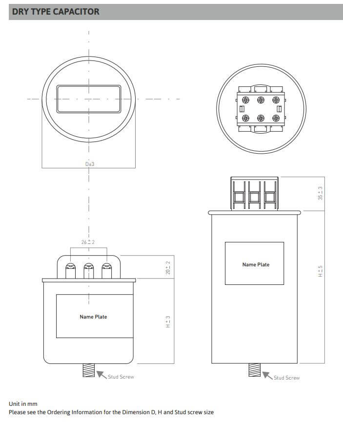 Kích thước Tụ bù Mikro MKC-445150KT