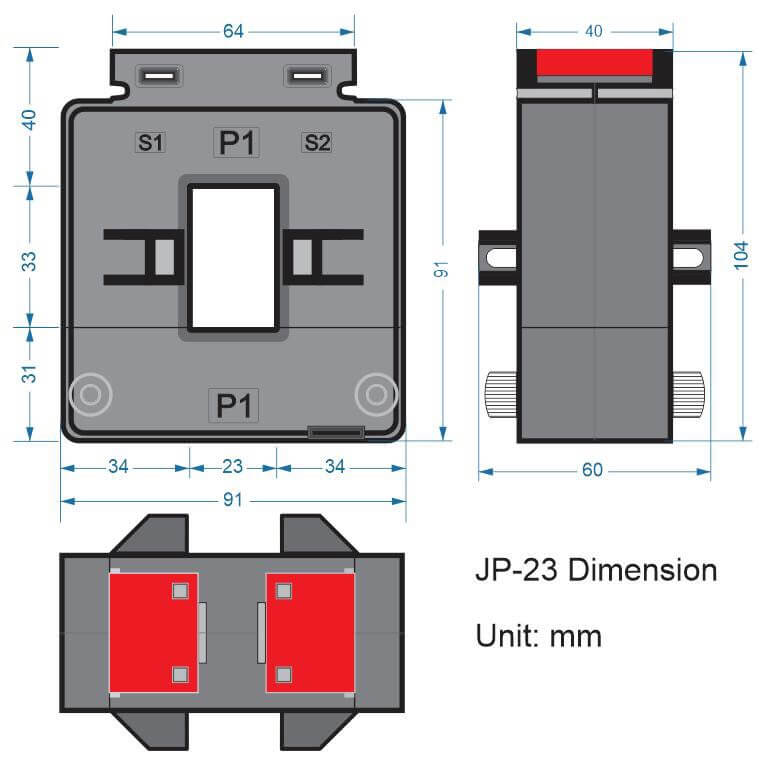 Kích thước Biến dòng kẹp iLEC JP-23