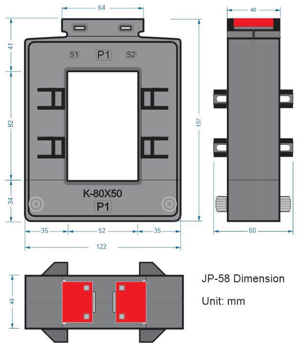 Kích thước Biến dòng kẹp iLEC JP-58