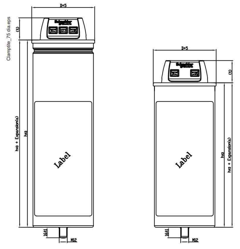 Kích thước Tụ bù Schneider EasyCan 10kvar BLRCS100A120B44