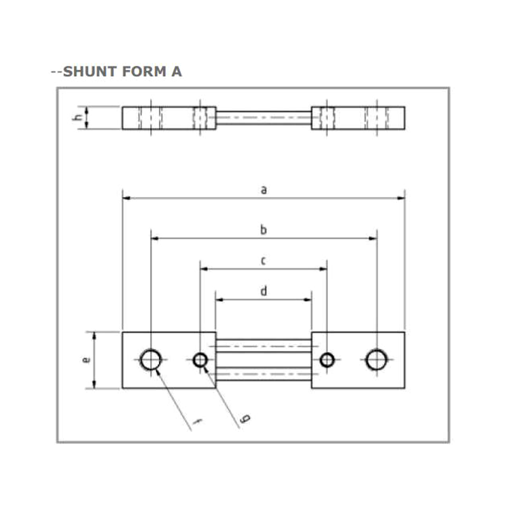 Cấu tạo và Kích thước Điện trở Shunt 15A/100mV - FLTS100X0015