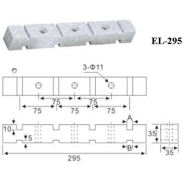 Kích thước thanh đỡ thanh cái EL-295