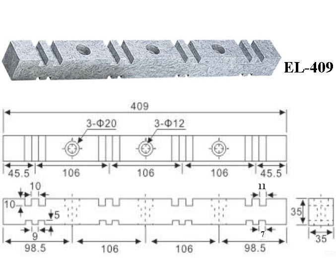Kích thước thanh đỡ thanh cái EL-409