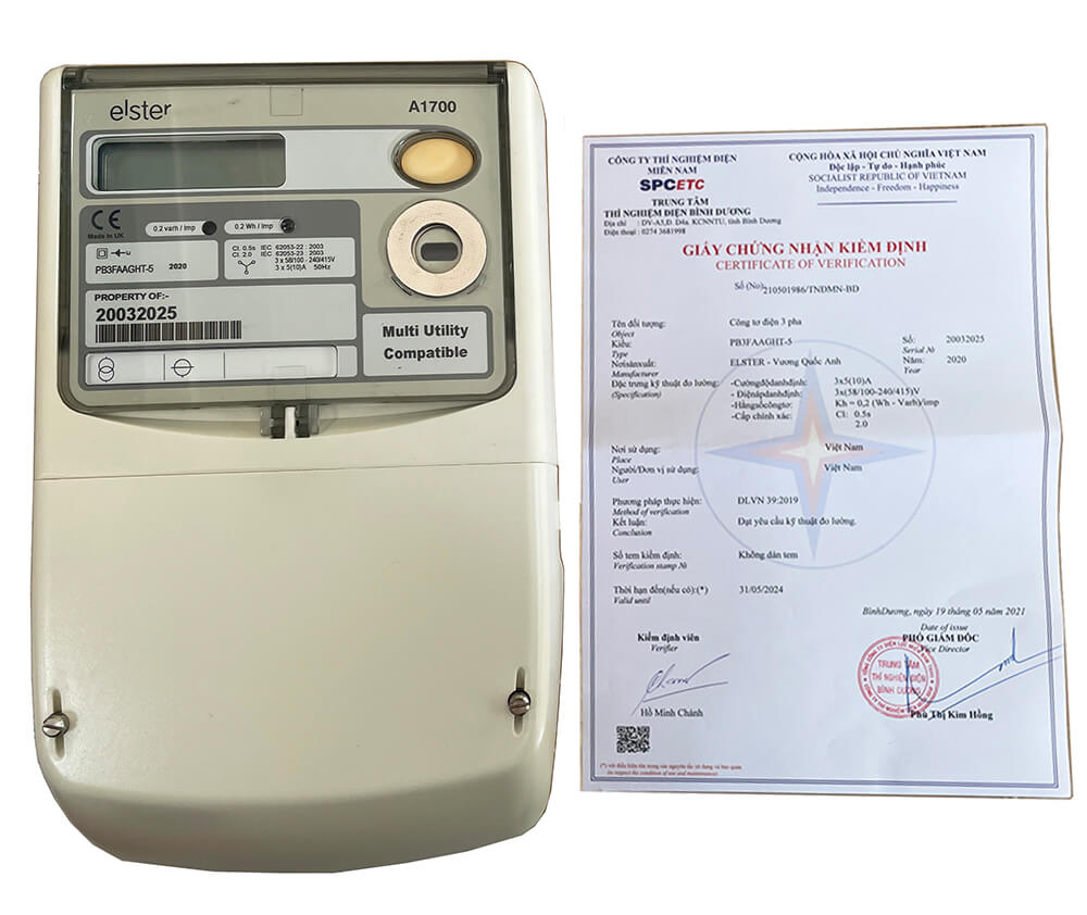 Mẫu biên bản kiểm định Công tơ điện Elster A1700 của Trung tâm Điện lực