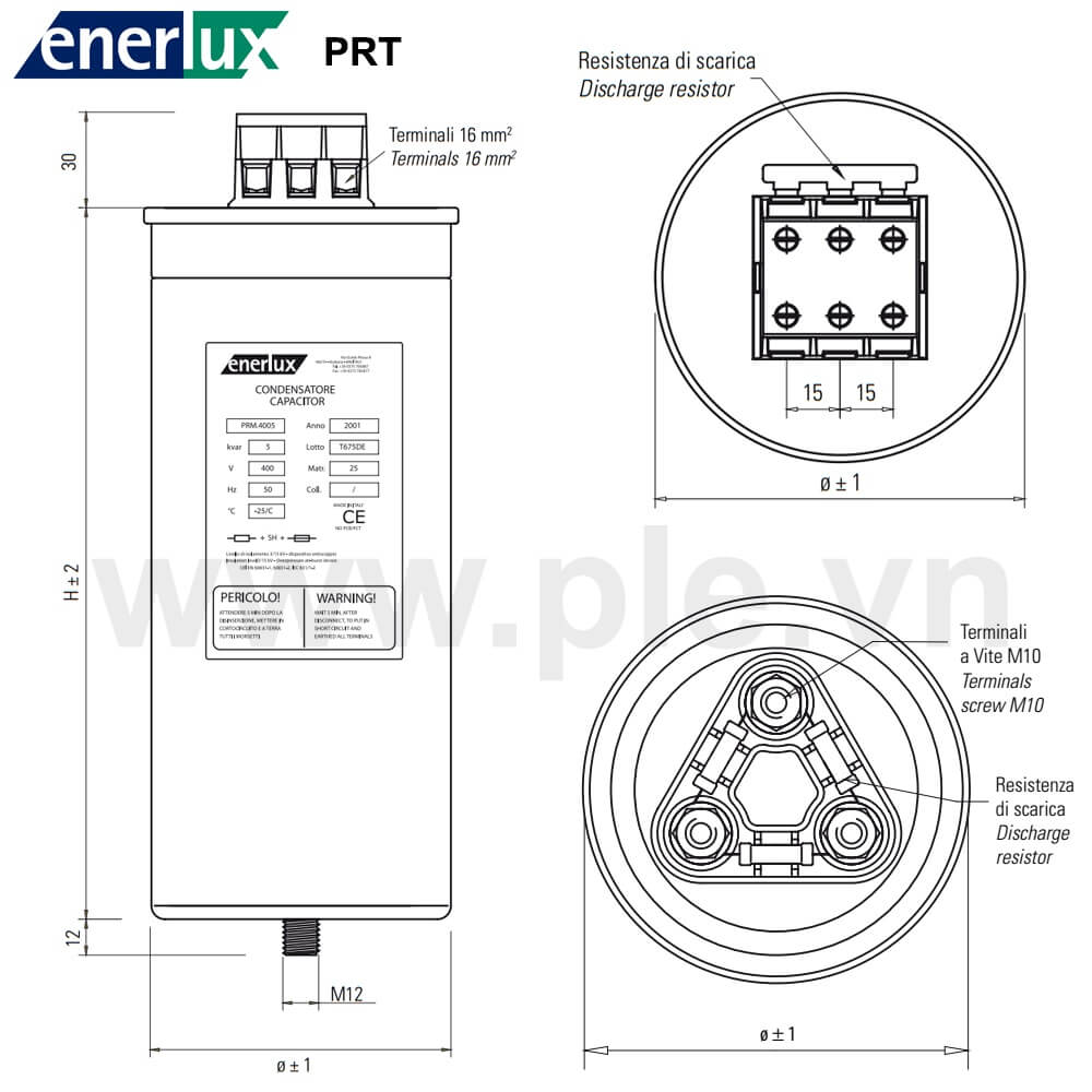 Cấu tạo và Kích thước Enerlux PRT.4440 3P 40kVAR 440V
<h2 calss=