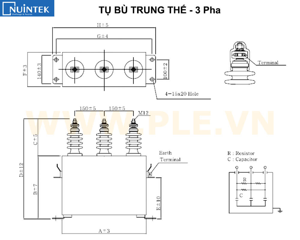 Cấu tạo Tụ bù trung thế Nuintek APJ-P3333250S
