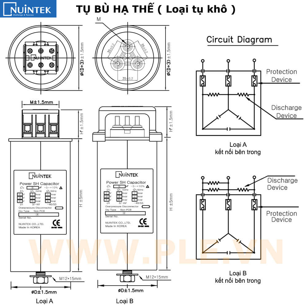 Cấu tạo Tụ bù hạ thế Nuintek KNE-4436586S