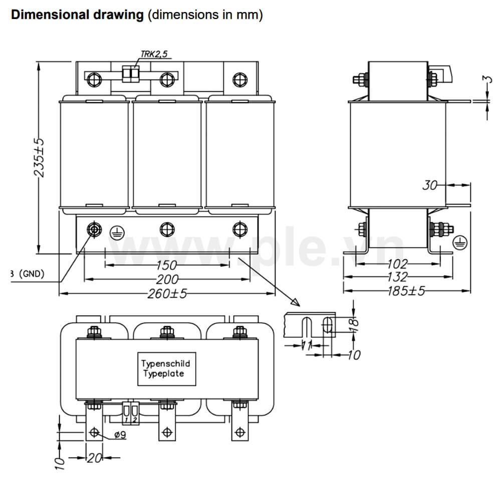 Kích thước Epcos B44066D7035E400