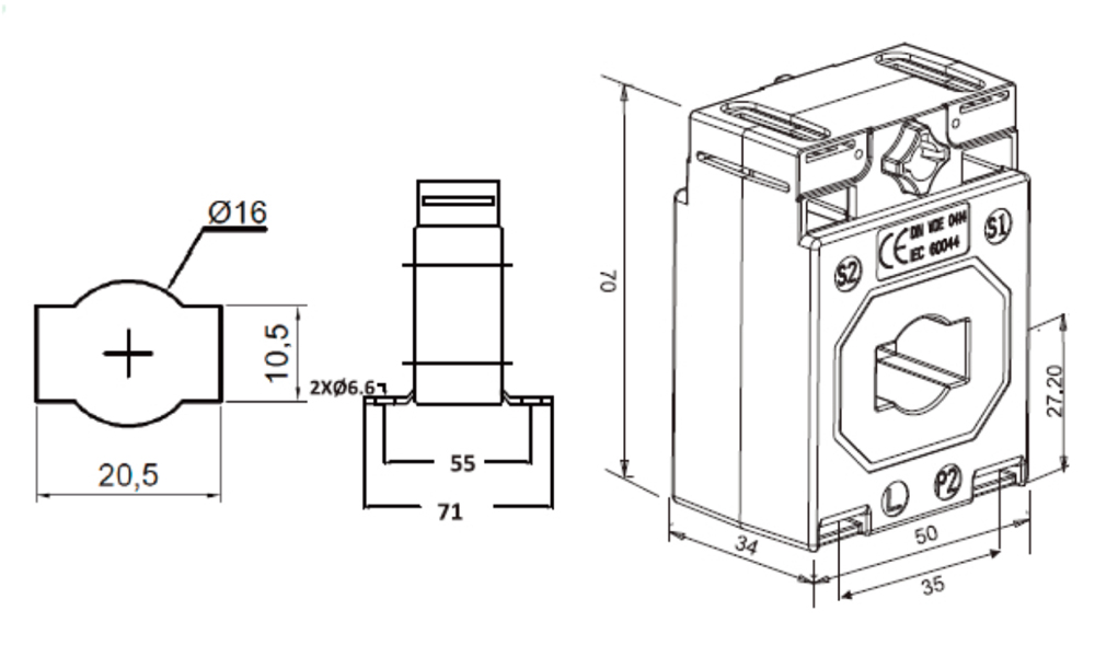 Kích thước Celsa AST210S - Biến dòng AST