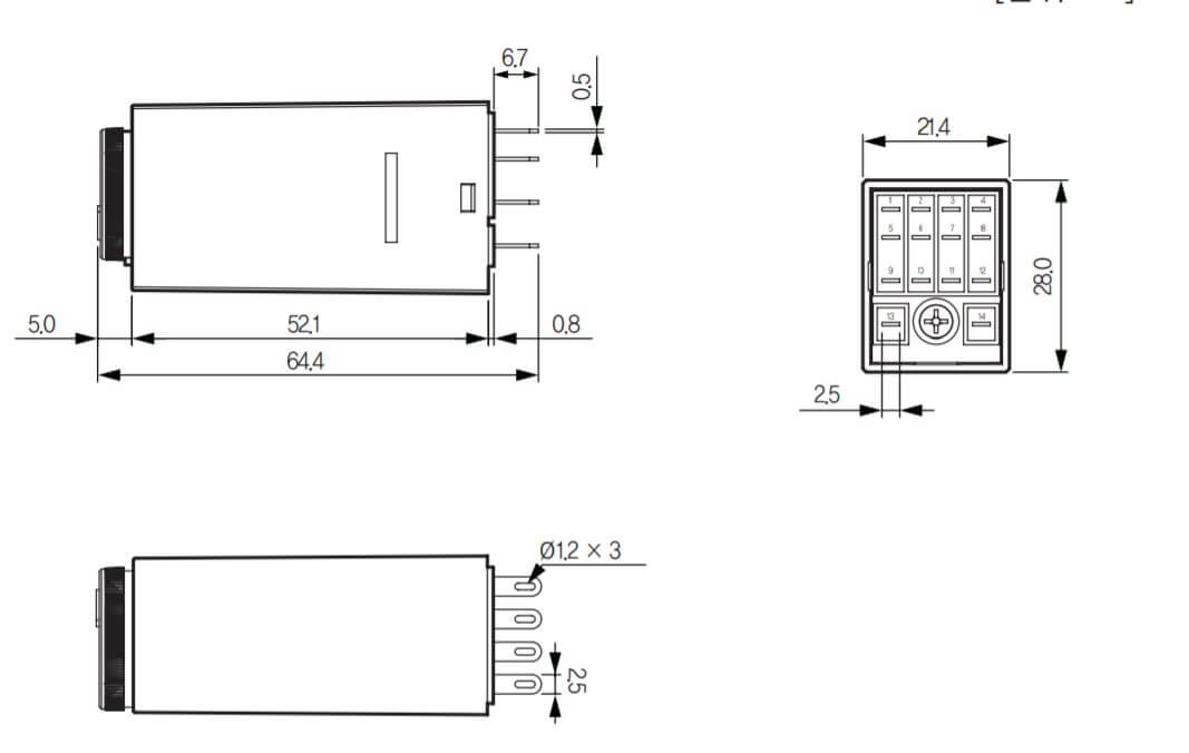 Kích thước T21-1-4D24 Bộ định thời Hanyoung