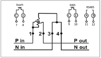 Cách đấu dây Công tơ 1 pha 2 dây trực tiếp nhiều biểu giá Hữu Hồng DDS26D 5(80)A