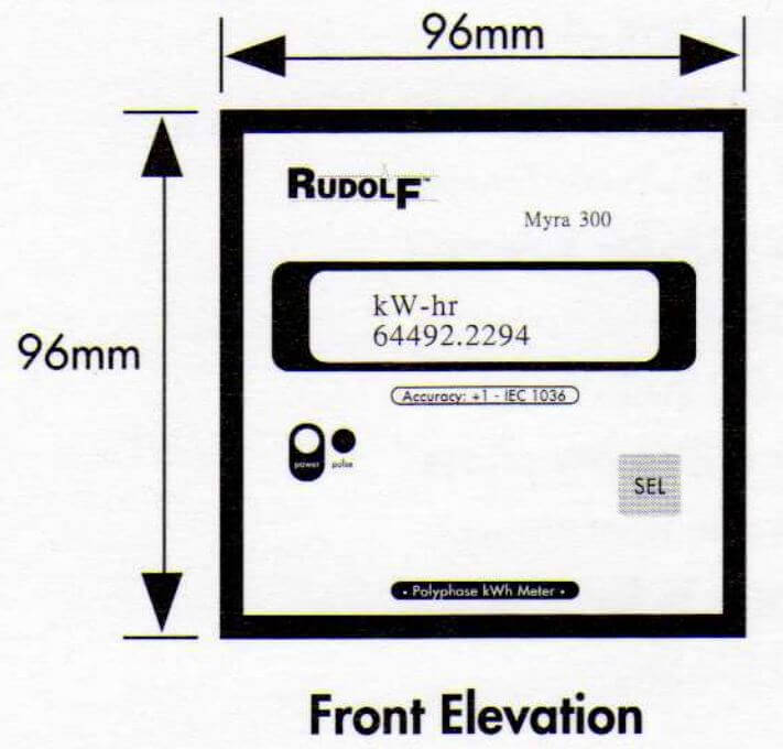Kích thước Đồng hồ đo kwh Rudolf Myra 300