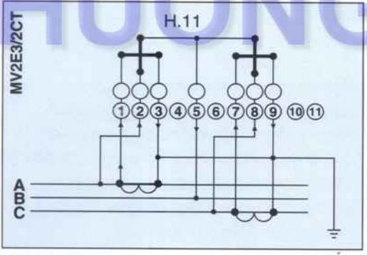 Cách nối dây, cách chỉnh, cài đặt, setup Công tơ Emic MV2E3 2x5A gián tiếp