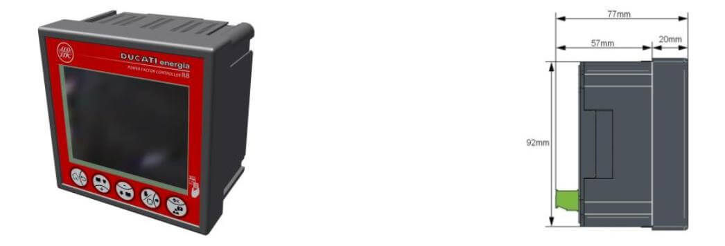 Cấu tạo và Kích thước Bộ điều khiển tụ bù Ducati R8 - 8 cấp