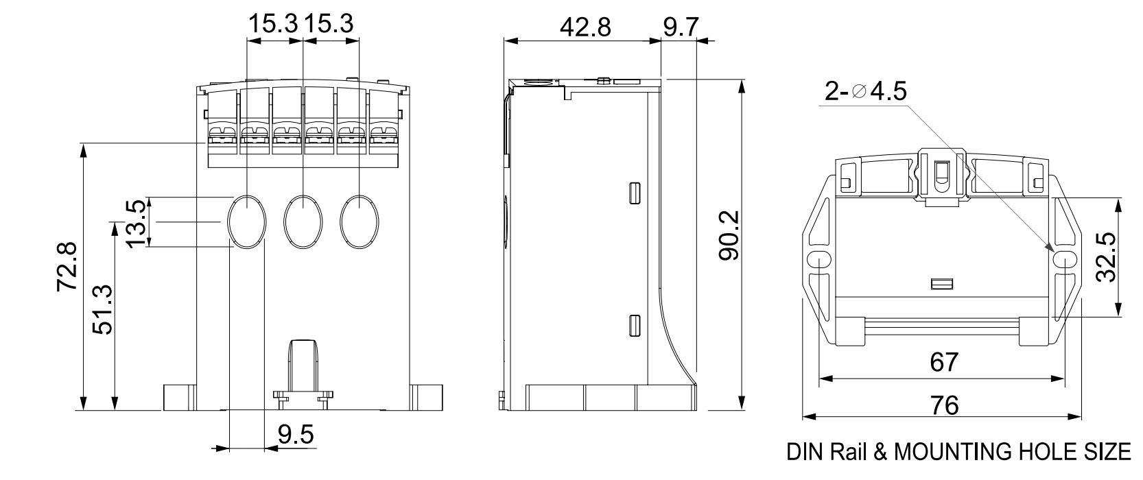 Cấu tạo và Kích thước Schneider EOCRDS3-30S: Rơ le bảo vệ quá dòng, mất pha, đảo pha 3-30A 24-240VAC/DC